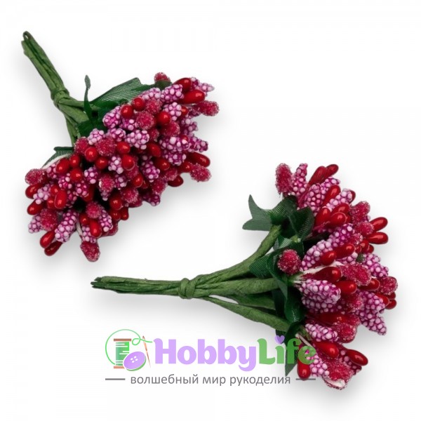 Букетик из тычинок с сахарными вставками, красный