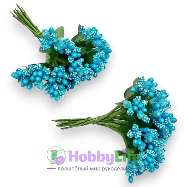 Букетик из тычинок с сахарными вставками, голубой