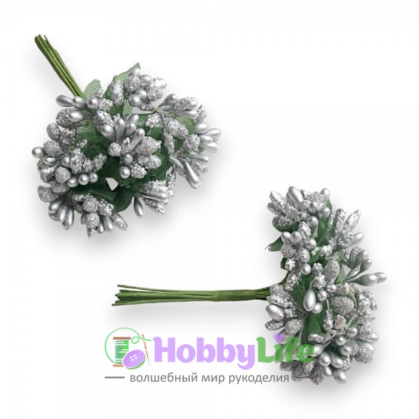 Букетик из тычинок декоративных, серебристый