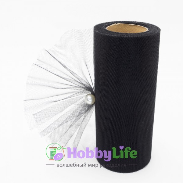 Фатин в шпульках 15 см (1 м), черный №12