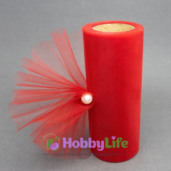 Фатин в шпульках 15 см (1 м), красный №37