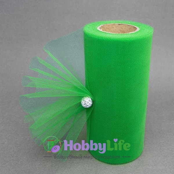 Фатин в шпульках 15 см (1 м), зеленый №48