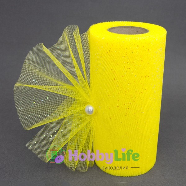 Фатин с блестками 15 см (1 м), желтый №10