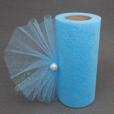 Фатин с блестками 15 см (1 м), голубой №27