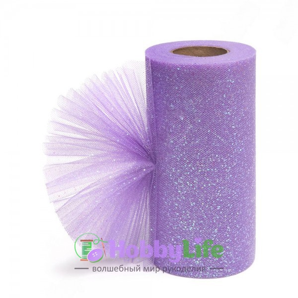 Фатин с блестками 15 см (1 м), фиолетовый №32