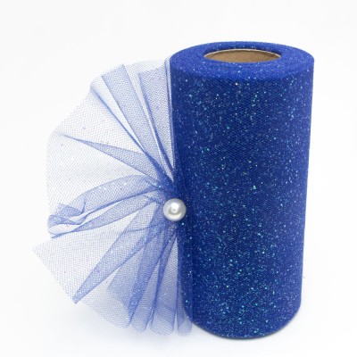 Фатин с блестками 15 см (1 м), синий №24