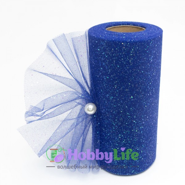 Фатин с блестками 15 см (1 м), синий №24