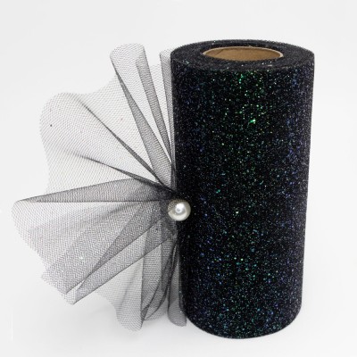 Фатин с блестками 15 см (1 м), черный №12