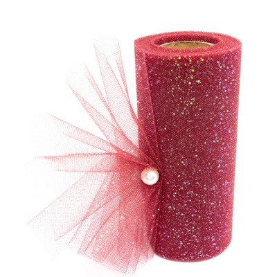 Фатин с блестками 15 см (1 м), бордовый №22