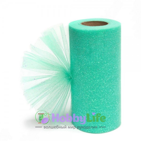 Фатин с блестками 15 см (1 м), аквамариновый №18