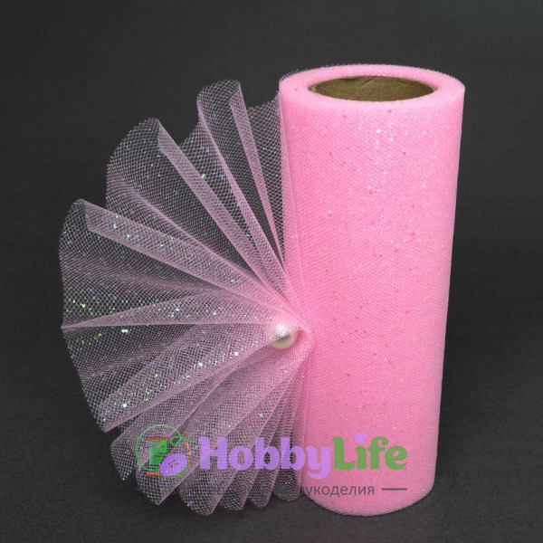 Фатин с блестками 15 см (1 м), розовый №42