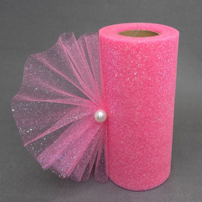 Фатин с блестками 15 см (1 м), ярко-розовый №11