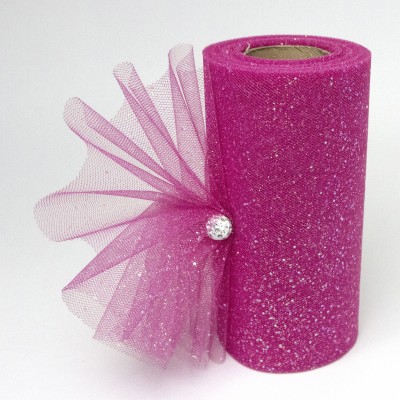 Фатин с блестками 15 см (1 м), фукси №24