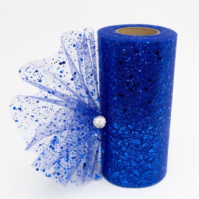 Фатин с пайетками 15 см (1 м), темно-синий №24