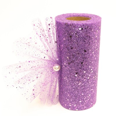 Фатин с пайетками 15 см (1 м), фиолетовый №32