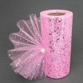 Фатин с пайетками 15 см (1 м), розовый №42