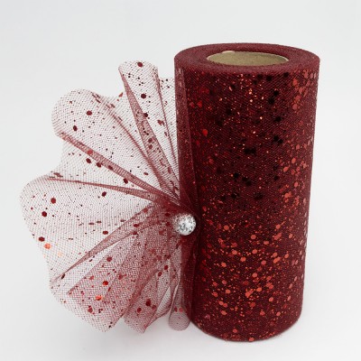 Фатин с пайетками 15 см (1 м), бордовый №22