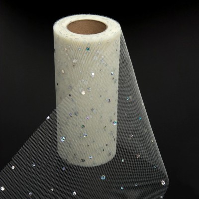 Фатин с пайетками "Горох" 15 см (1 м), айвори №33