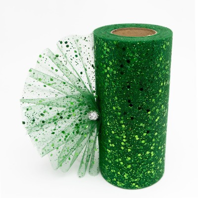 Фатин с пайетками 15 см (1 м), темно-зеленый №19