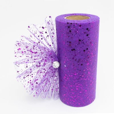 Фатин с пайетками 15 см (1 м), темно-фиолетовый №20