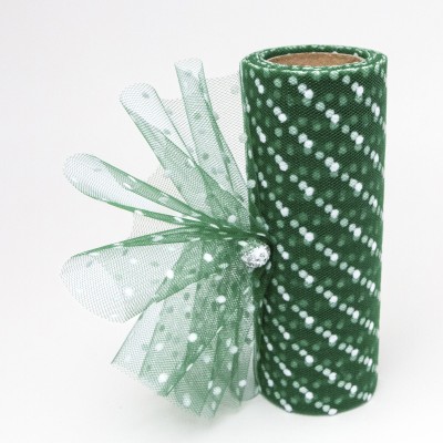 Фатин в горошек 15 см, темно-зеленый №19