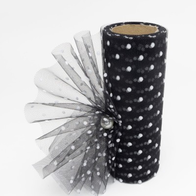 Фатин в горошек 15 см, черный №12