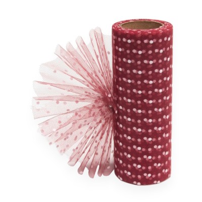 Фатин в горошек 15 см, бордовый №22