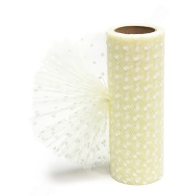 Фатин в горошек 15 см, кремовый №36