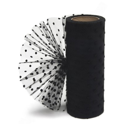 Фатин в горошек 15 см, черный