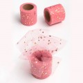 Фатин "Сердечки" 5,5 см (1 м), коралловый/золото