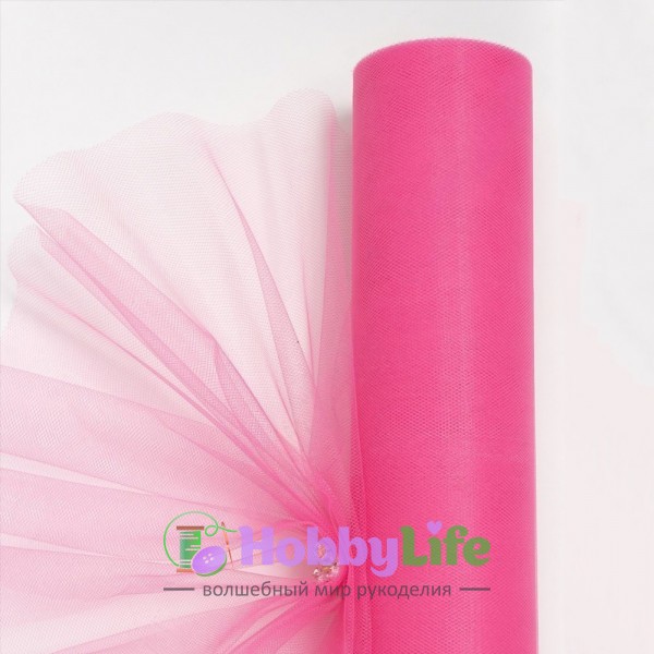 Фатин однотонный 50 см (1 м), ярко-розовый №35