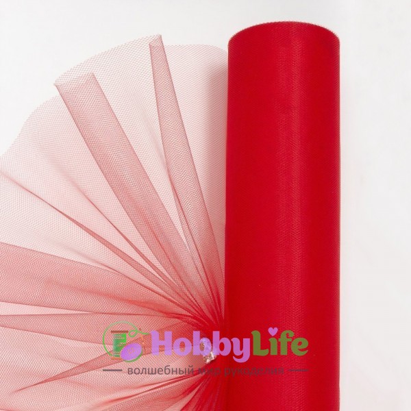 Фатин однотонный 50 см (1 м), красный №37