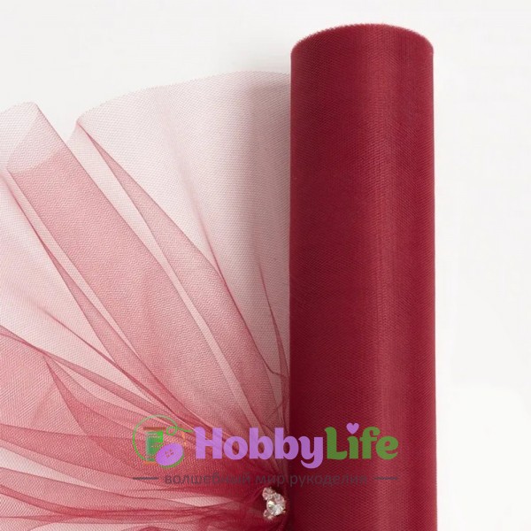 Фатин однотонный 50 см (1 м), бордовый №22