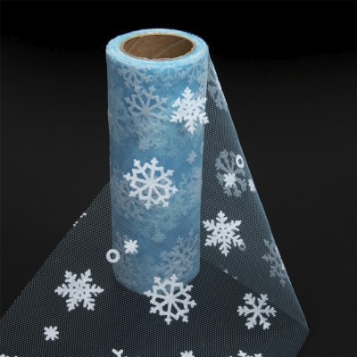 Фатин "Снежинки" 15 см, голубой