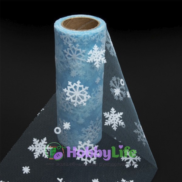 Фатин "Снежинки" 15 см, голубой