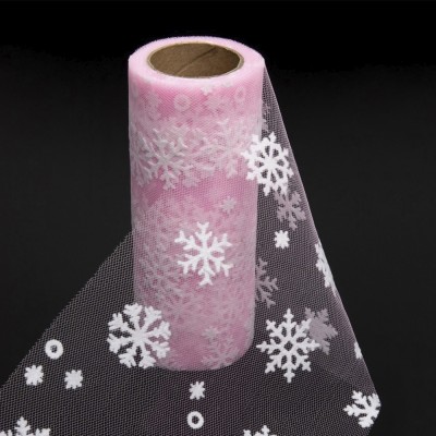 Фатин "Снежинки" 15 см, розовый