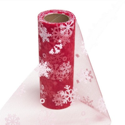 Фатин "Снежинки" 15 см, красный