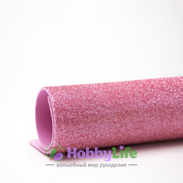 Глиттерный фоамиран А4, 2 мм Premium, нежно-розовый №005