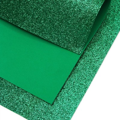 Глиттерный фоамиран А4, 2 мм Premium, темно-зеленый №017А