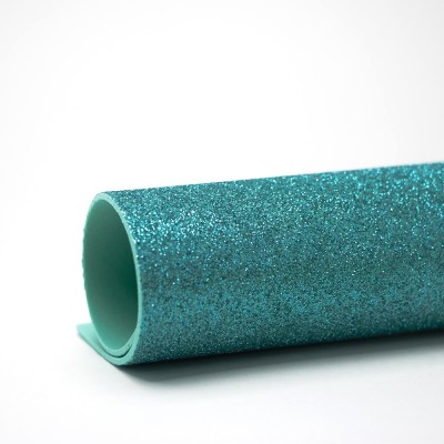 Глиттерный фоамиран А4, 2 мм Premium, аквамариновый №2035