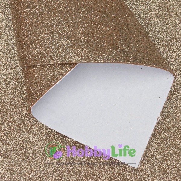 Фоамиран глиттерный А4, самоклеющийся 2 мм, коричневый №017