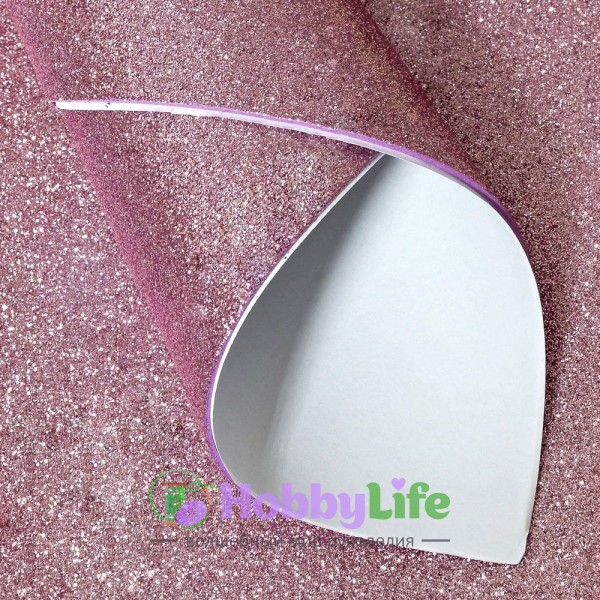 Фоамиран глиттерный А4, самоклеющийся 2 мм, розовый №2009