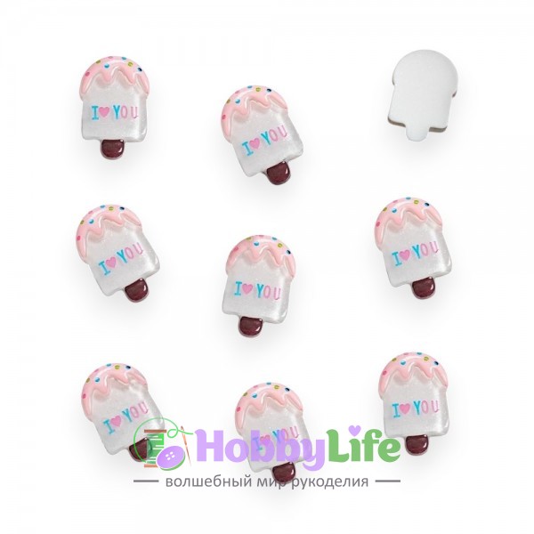 Кабошон "Мороженое" 1,3*2 см (1 шт)