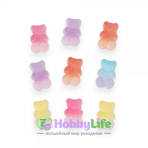 Кабошон "Мишка Haribo" 1*1,7 см (1 шт), микс