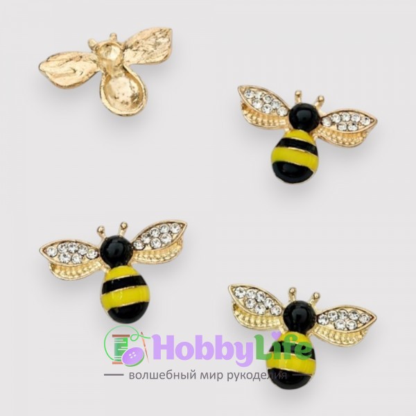 Кабошон флоризель металл "Оса" 2,5*1,7 см (1 шт), желтый