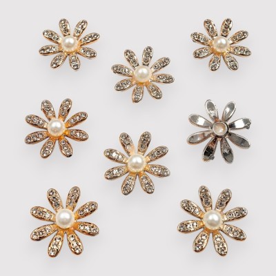 Кабошоны флоризель пластик 3 см "Цветочек" (1 шт), золото