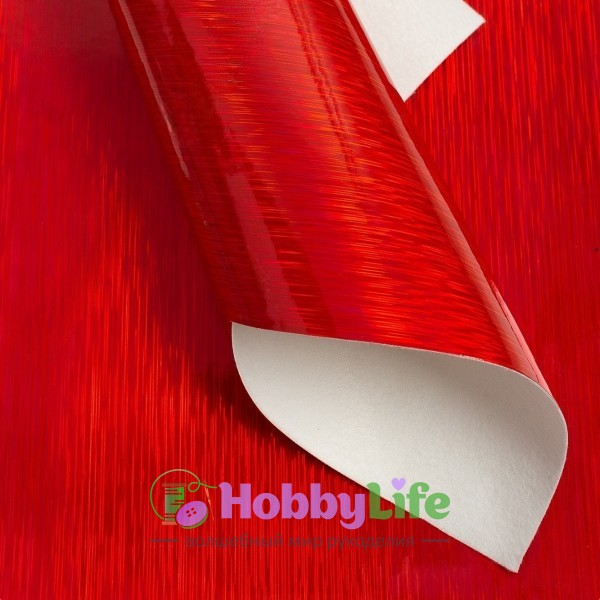 Кожзам гладкий "Полоски" 20*30 см (1 лист), красный