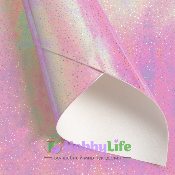 Кожзам зеркальный "Брызги" 20*30 см (1 лист), розовый хамелеон №2