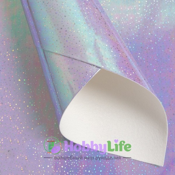 Кожзам зеркальный "Брызги" 20*30 см (1 лист), сиреневый хамелеон №22