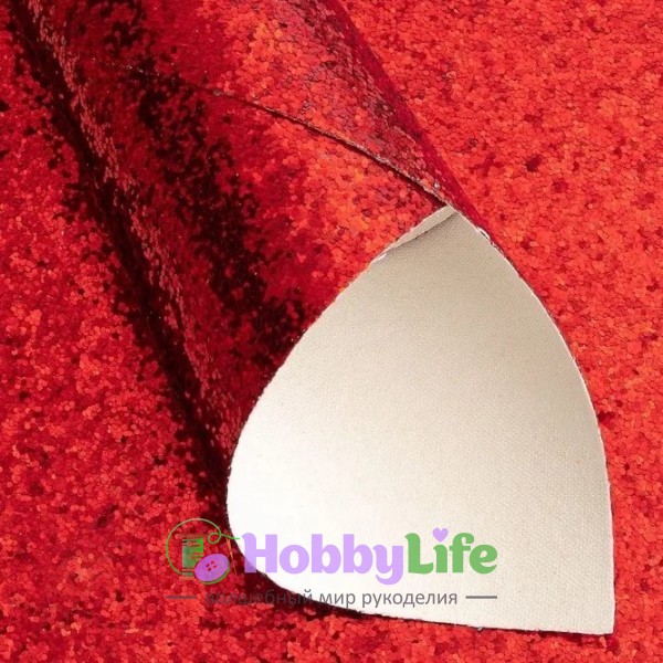 Кожзам с крупными блестками 20*30 см (1 лист), красный №5